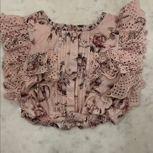 Gap Loveshack Fancy Pink Floral Ruffled Shirt